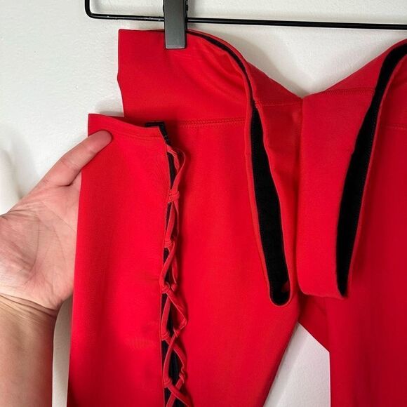 Jonathan Simkhai X Carbon38 Red Renee Legging Lace-up With Black Contrasting Und - Picture 7 of 13